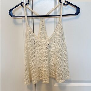 PINK Victoria's Secret Cream Backless Crocheted Tank Top